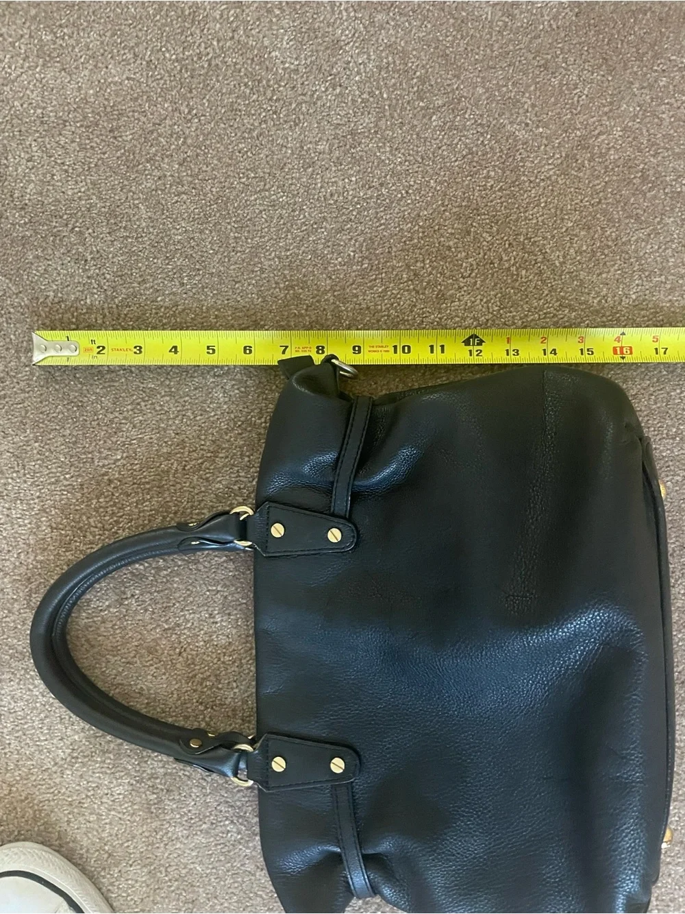 Michael Kors Black Pebbled Leather Satchel with Gold-Tone Accents